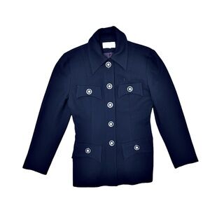 Vintage MICHAEL 100% Wool High Quality‎ Button Front Black Blazer Fully Lined 2
